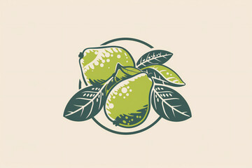 Hand-Drawn Watercolor Illustration of Green Grapefruit with Leaves and Branch, Fresh Citrus Fruit and Botanical Art