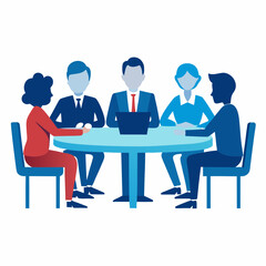 Colorful Business Meeting Illustration – Professional Team Discussion Concept