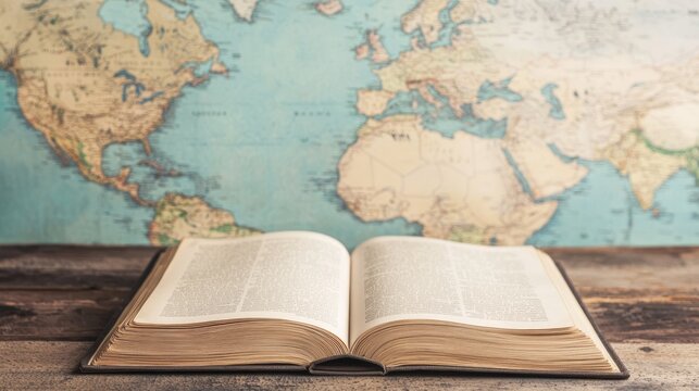 Journey Awaits: Empty Travel Book with World Map Background for Adventure Seekers