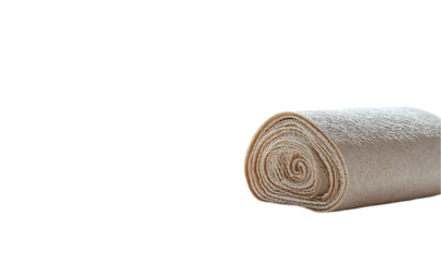 A rolled yoga mat, ideal for practicing yoga and fitness routines.