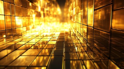 Golden Cubic Corridor: A Luxurious Digital Abstract