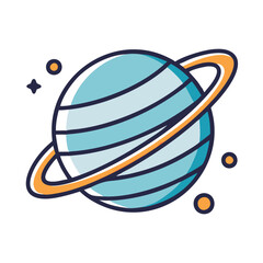 Planet ring icon with blue surface and orange rings