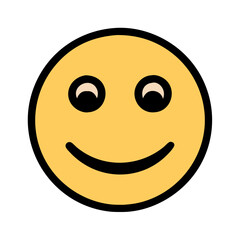 Fototapeta premium Smiley face icon with cheerful expression on yellow background