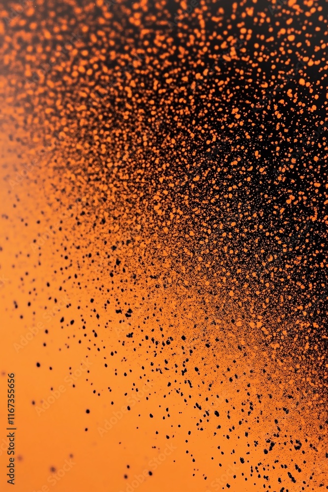Poster dynamic background transitioning from burnt orange to dark sienna with a speckled grain texture.
