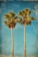 palm trees against a blue sky on sunny day