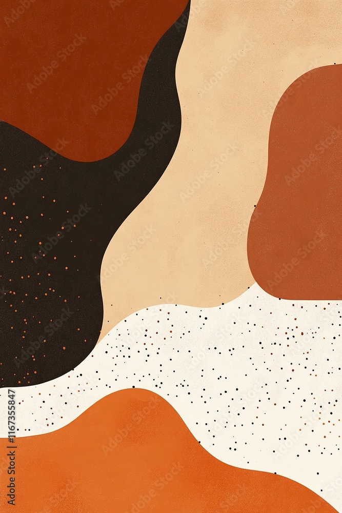 Poster dynamic background transitioning from burnt orange to dark sienna with a speckled grain texture.