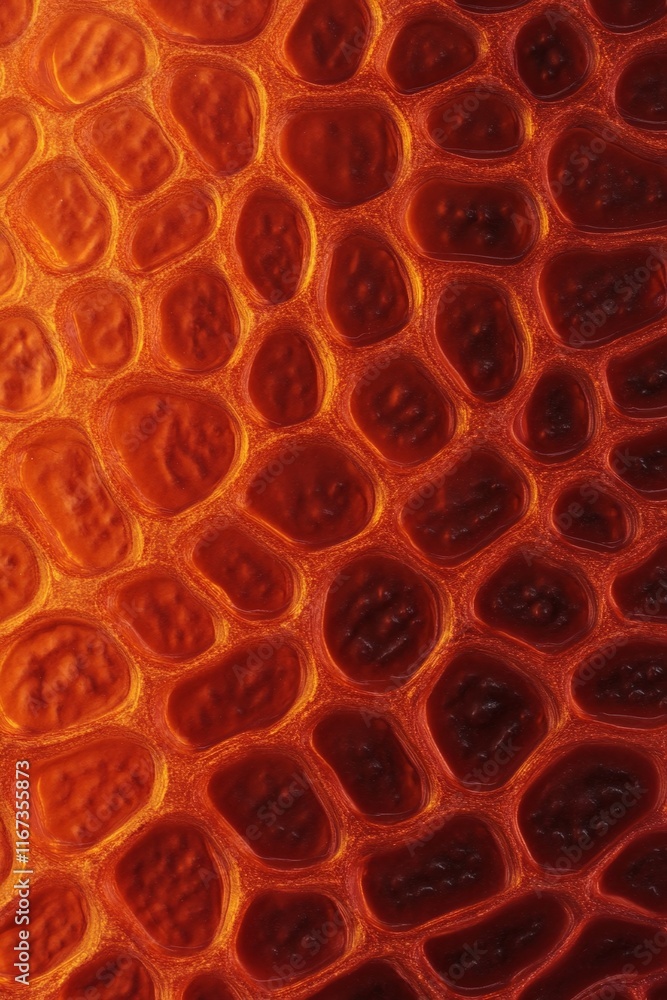 Poster dynamic background transitioning from burnt orange to dark sienna with a speckled grain texture.