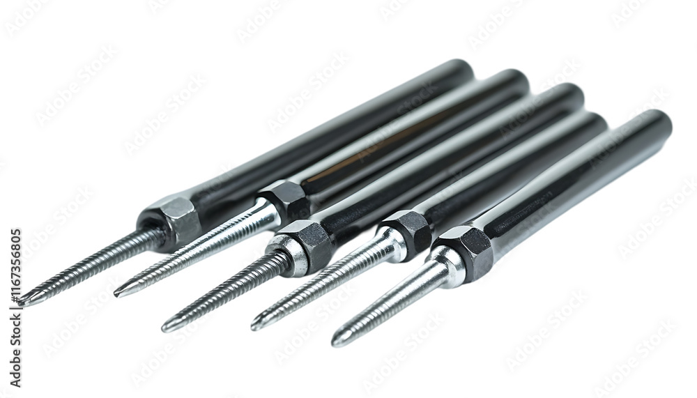 Poster a set of four metal soldering tips, designed for precision work.