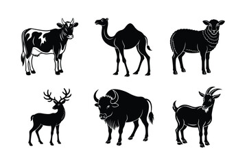 Domestic animal vector silhouette art illustration bundle