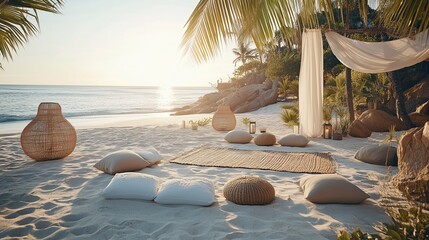 Serene Beach Meditation Retreat at Sunrise