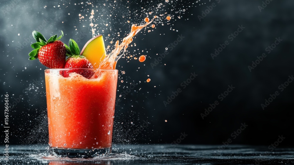 Aufkleber an enticing strawberry smoothie with a splash effect, capturing the essence of summertime freshness 