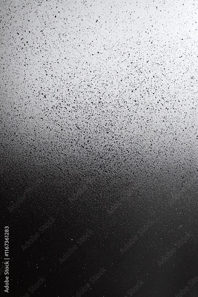 Poster gradient background transitioning from smoky gray to black with fine speckled noise textures.