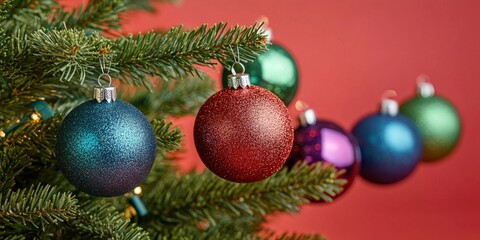A Christmas tree with many colorful ornaments hanging from it