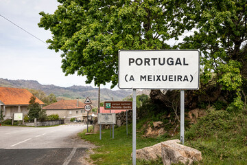 Village entry sign at Ameijoeira (A Meixueira), municipality of Castro Laboreiro, Melgaço, district of Viana do Castelo, Portugal