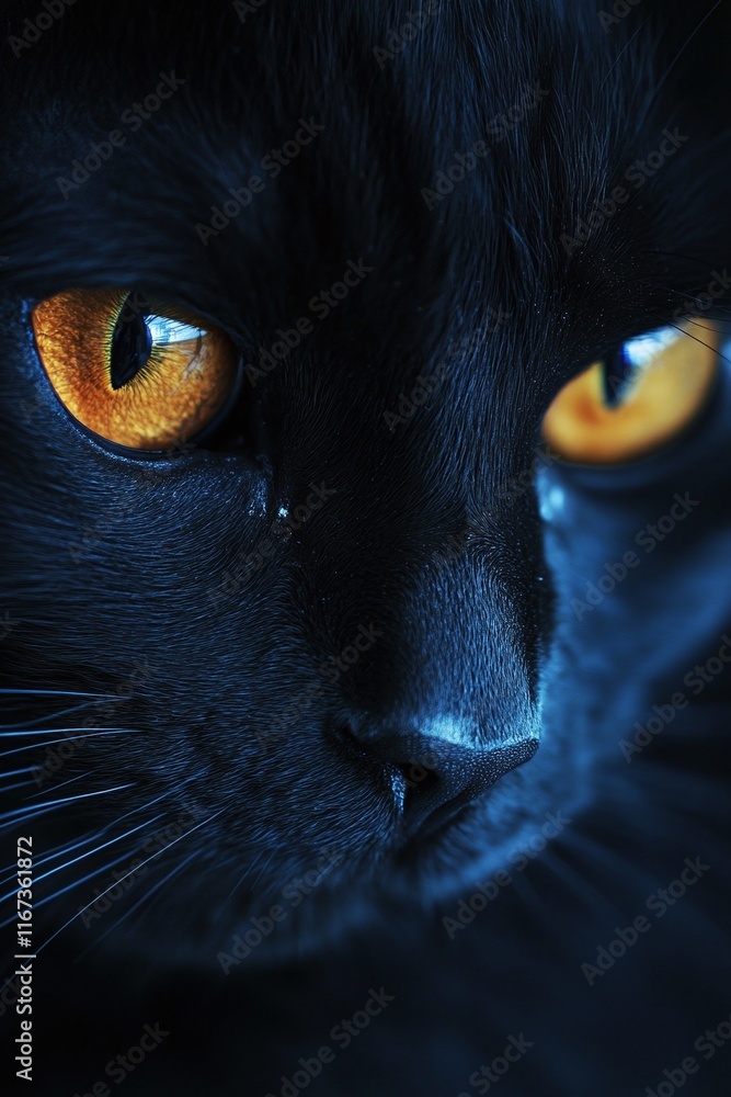 Poster cat gradient banner blending deep blue into black textured with subtle grain for a moody feel.