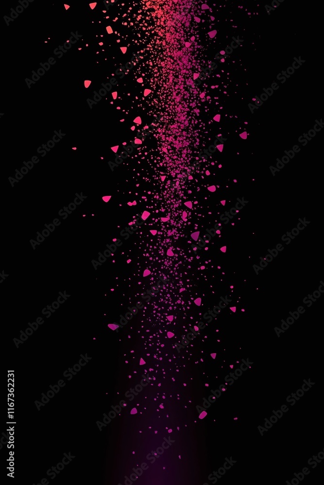 Poster gradient banner fading from deep purple into black with fine noise particles scattered across.
