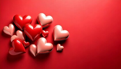 Fototapeta premium isolated hearts on pastel red background