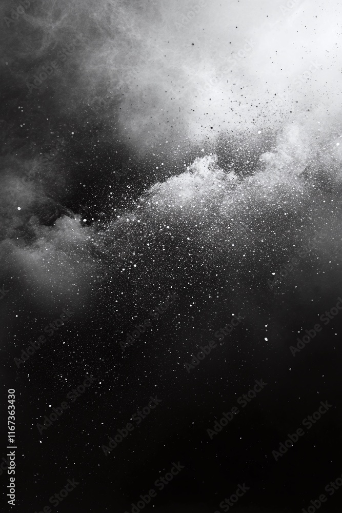Poster gradient poster design with smoky gray to black fade textured with soft noise particles.
