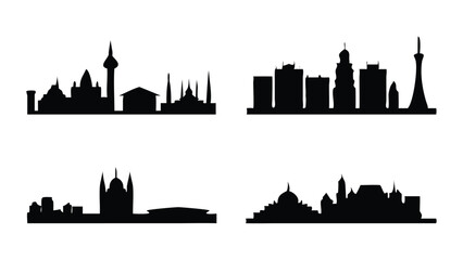 Fototapeta premium Set of Minimalist City Skyline Vector Silhouettes