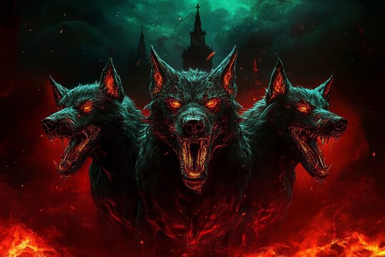 Cerberus, the three-headed dog of Greek mythology, serves as the guardian of the Underworld. 