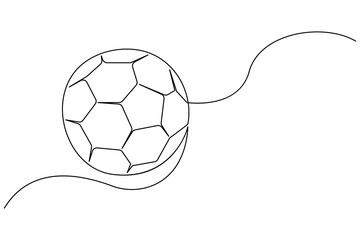 Obraz premium Single continuous line art football drawing of isolated outline Vector Illustration 