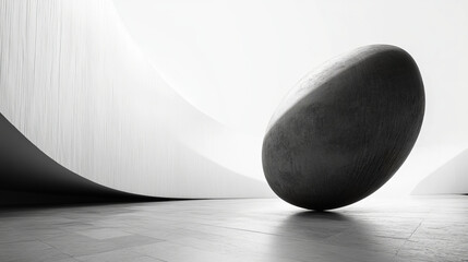 Abstract Monochrome Sculpture in Modern Architecture