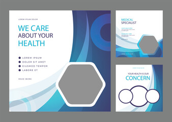 Medical health clinic template for social media post vector template. Healthcare social media, Medical social media post template. Hospital social media post or dental care banner template.
