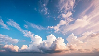 sky with fluffy clouds and soft pastel tones, ideal for natural themes