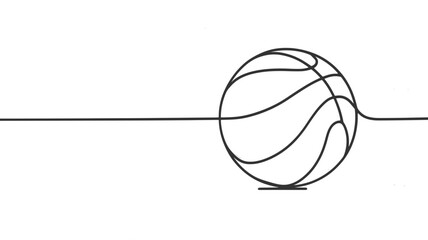 Continuous One Line Art Drawing of a Basketball Ball - Graphic Vector Design for Sports Illustrations with copy space
