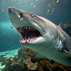 Obraz premium Extreme close up of Great White Shark