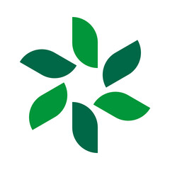 Six Radial Rectangle Leaves Green Icon