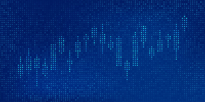 digital candle stick chart pattern on blue background. stock market, share market, financial, cryptocurrency, trading