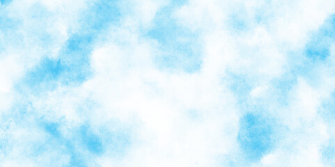 Watercolor illustration art marble painting abstract blue color texture, Brush paint blue paper textured canvas element with clouds, Stylist beautiful white clouds in natural bright morning sky.	
