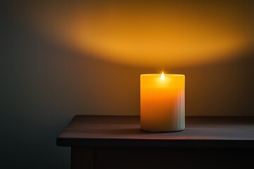 A glowing candle offers a warm ambiance, perfect for cozy home ideas. This elegant piece adds charm to the interior of the house, creating a serene atmosphere.