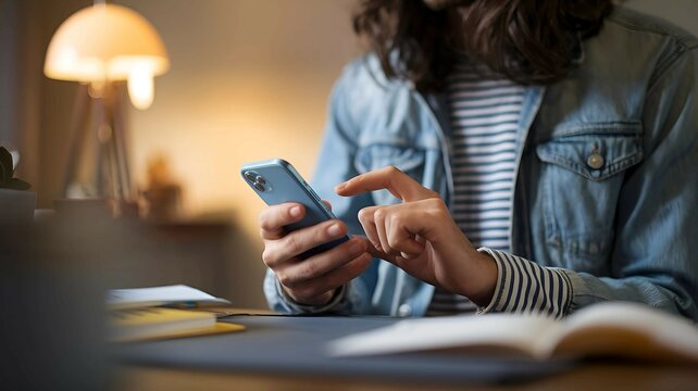 Person Using Smartphone at Home