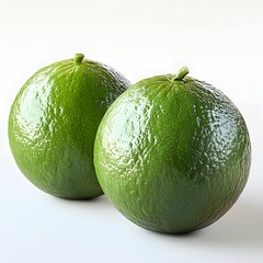 Two Fresh Limes on White Background