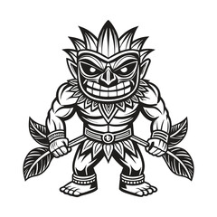 Retro TIKI Warrior Vector Illustration