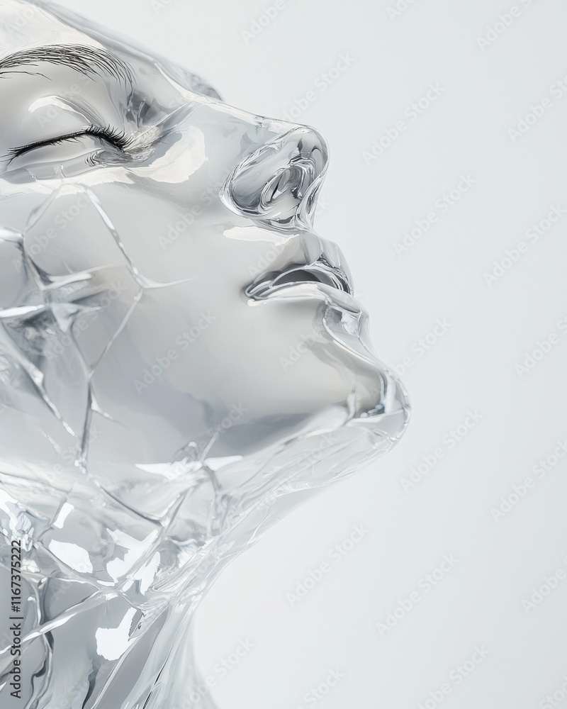 Aufkleber hyperrealistic achievement in clear sculpture studio setting artistic expression minimalistic enviro