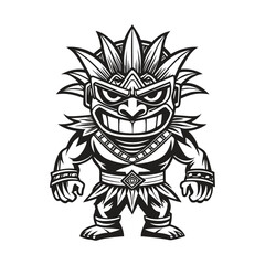 Retro TIKI Warrior Vector Illustration