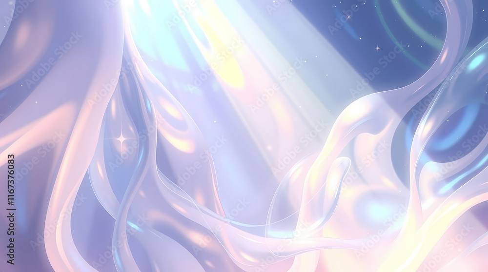 Poster dreamlike iridescent swirls: an ethereal abstract image featuring swirling iridescent forms in paste
