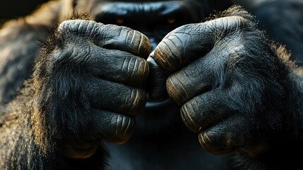Obraz premium Gorilla Hands Closeup Showing Powerful Strength