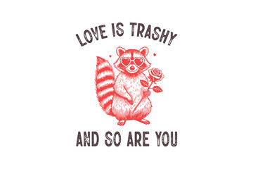 Love Is Trashy And So Are You, Funny & Sarcastic Valentine SVG T Shirt Design