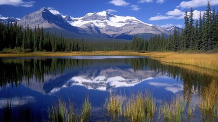 Naklejka premium Mountain Reflection In A Calm Pristine Lake