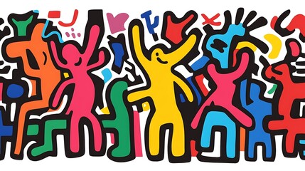 Fototapeta premium Celebratory dance event urban setting digital art colorful vibes