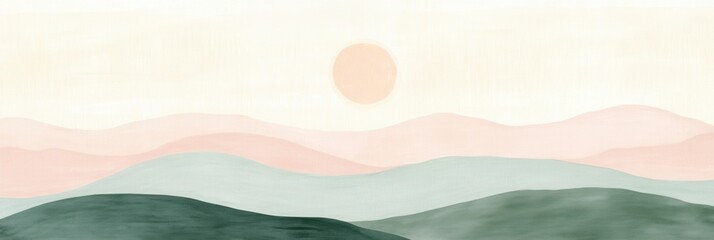Whimsical sunrise over gentle hills for spring inspiration and design