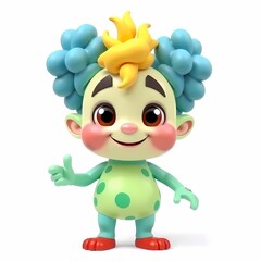 Naklejka premium Cheerful Cartoon Character: A delightful 3D rendered cartoon character with vibrant colors, playful expression, and thumbs-up gesture. Perfect for children's projects, branding, and animation.