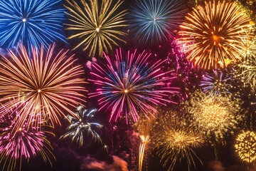 Vibrant Fireworks Display Illuminating The Night Sky