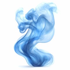 Abstract Blue Smoke Swirl on White Background