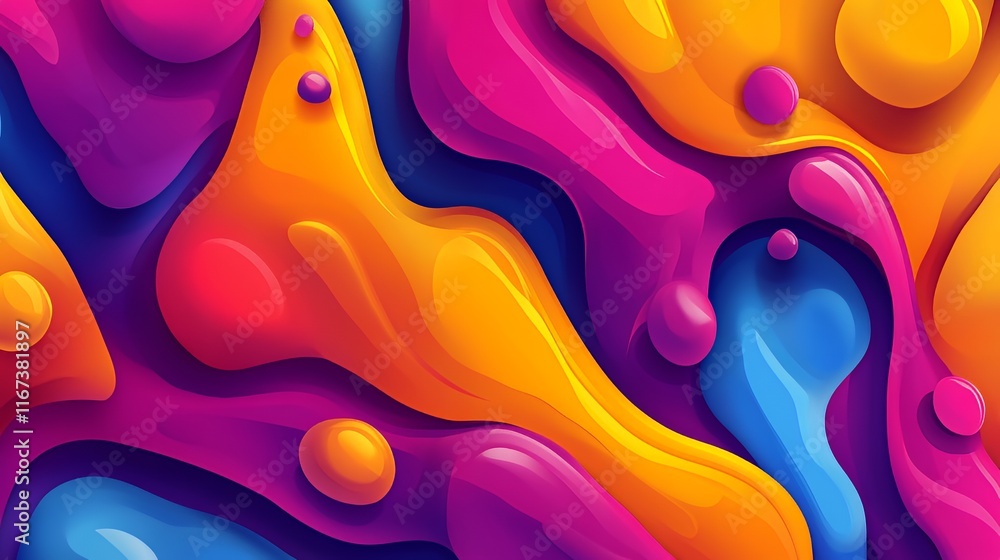 Aufkleber abstract colorful fluid shapes design