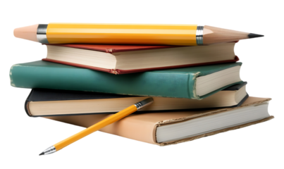 A stack of books with pencils, symbolizing education and learning.